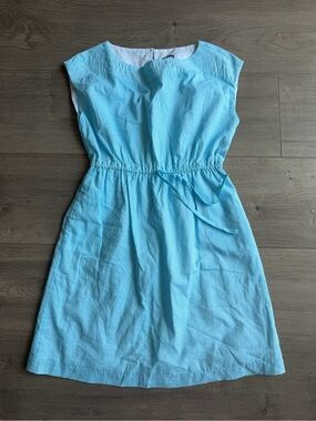 Miss B Light Blue and white striped Sleeveless Summer Dress - size 10